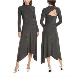 New With Tags AllSaints Gia Sparkle Gray Metallic Midi Dress Size 6